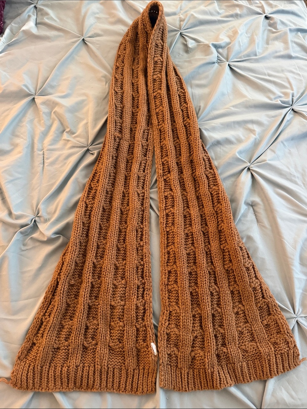 Classic Fall Cable Knit Scarf - Brown